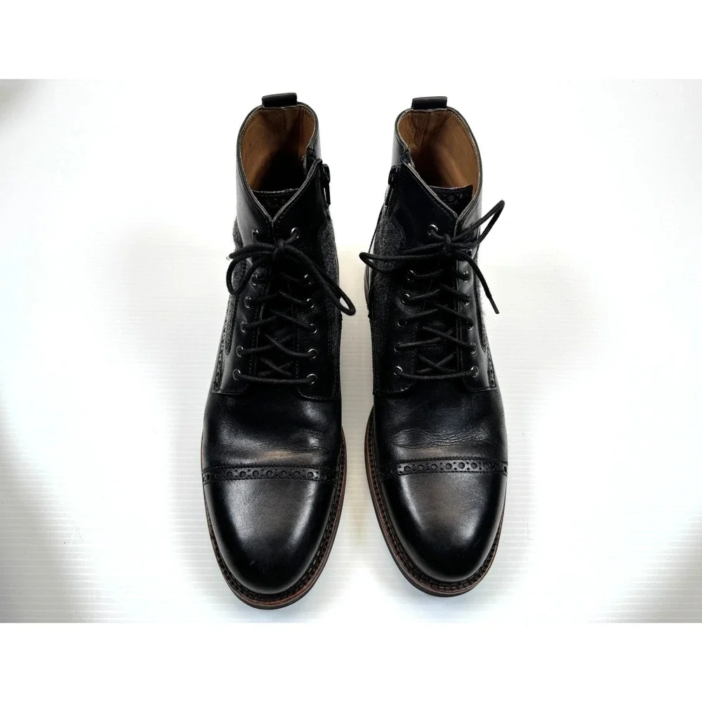 Johnson & Murphy 1850 Fullerton Cap-Toe Boots Mens 8.5 EUC Black Leather 27-1711